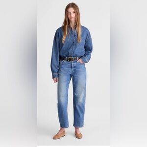 Madewell Darted Barrel Cut Button Fly Denim Jeans